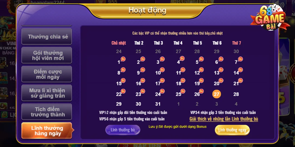 Nạp đầu mỗi ngày giúp bạn nhận được tiền thưởng đến 8888K